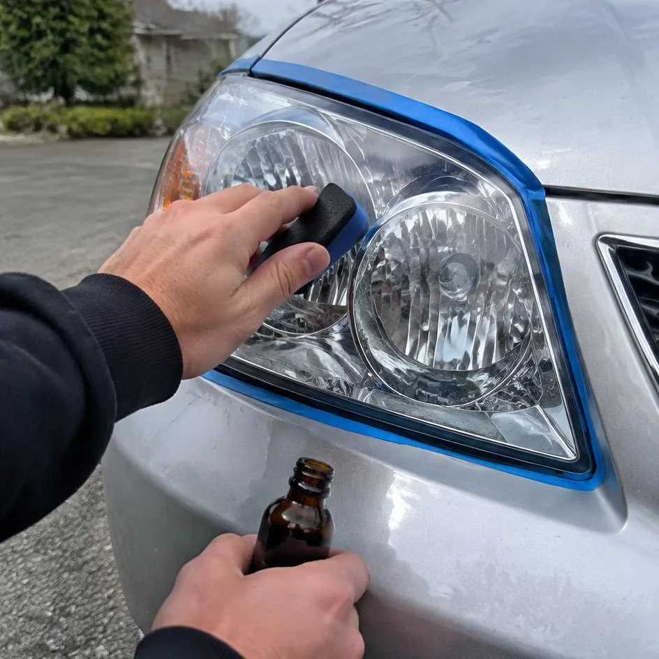 Protective coating applied to a restored headlight in Chilliwack, BC