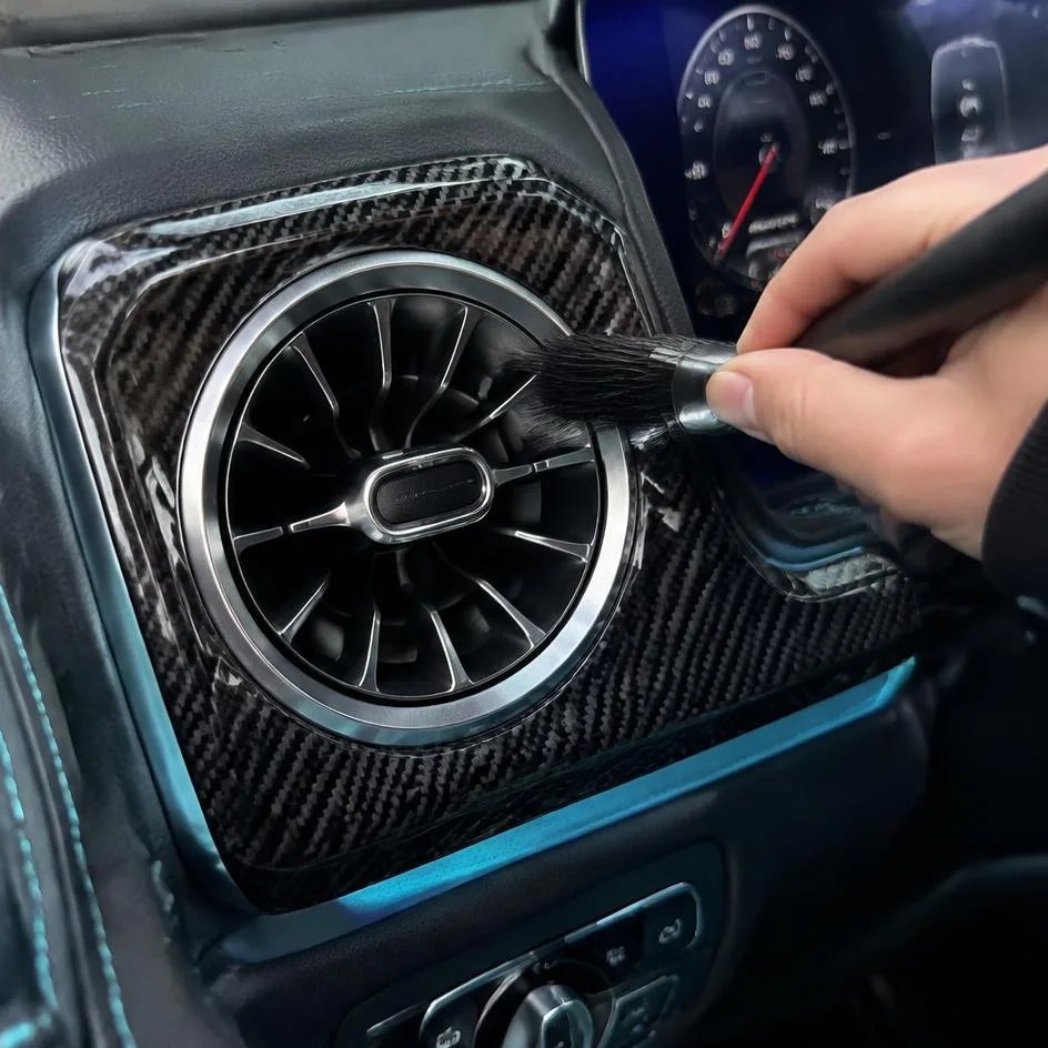 Interior detailing in Chilliwack: Vents and seams detailed with brushes
