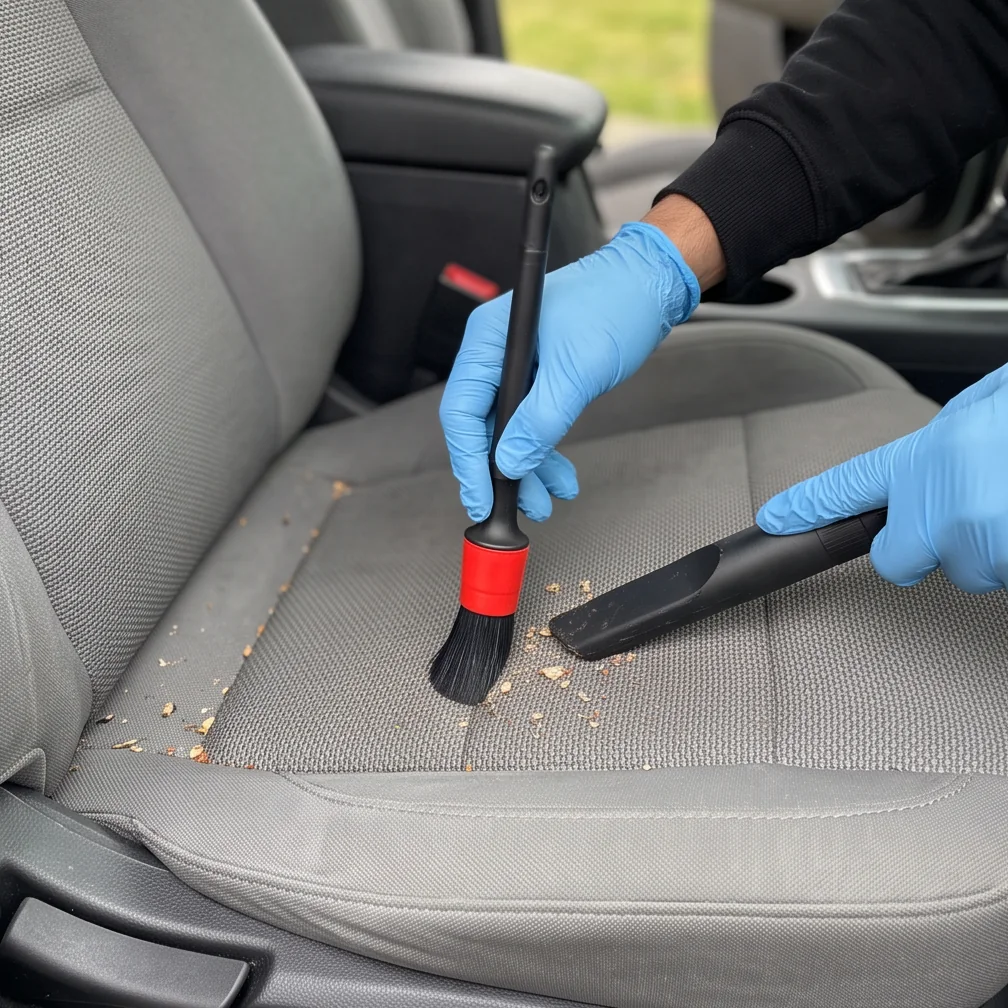 Fabric seat extraction during mobile detailing in Chilliwack, BC