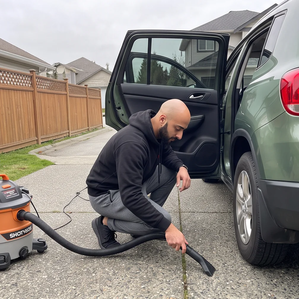 SUV carpet vacuumed during a mobile interior detail in Chilliwack, BC