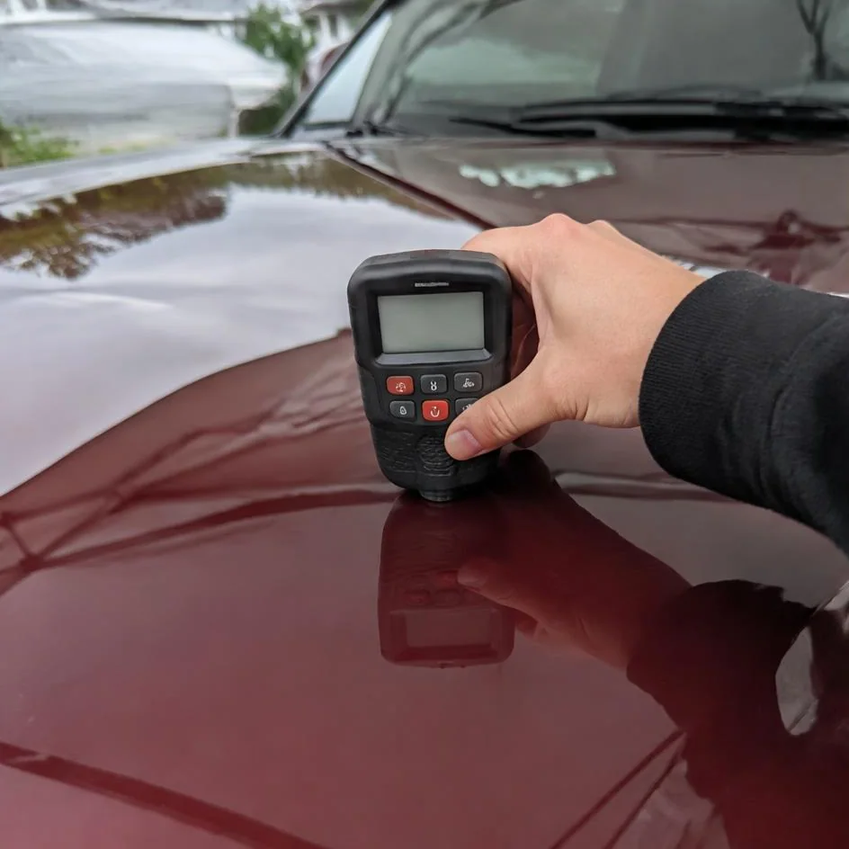 Paint depth being assessed before correction in Chilliwack, BC