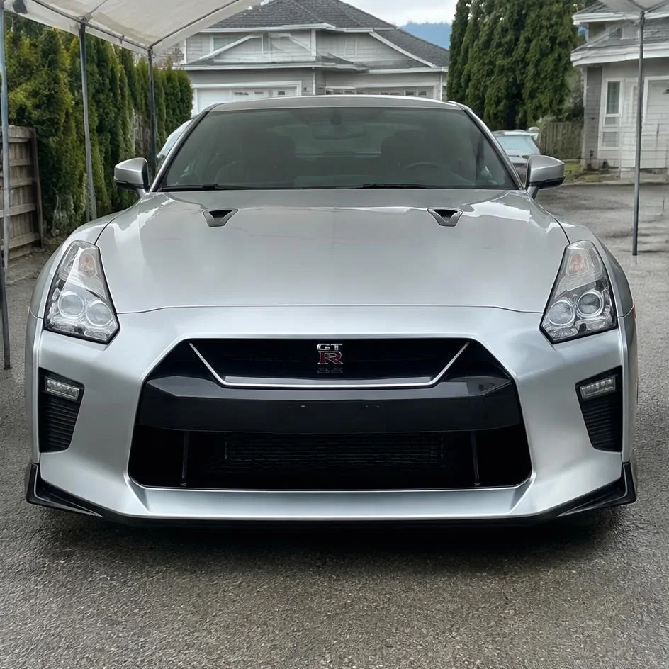 Silver Nissan GT-R at a mobile appointment before paint protection film installation in Chilliwack, BC