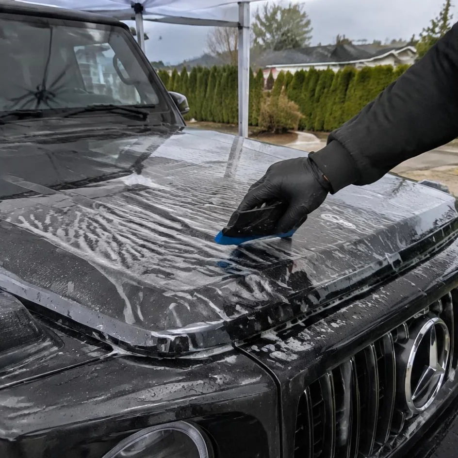 Slip solution removed from the film with paint protection film in Chilliwack, BC