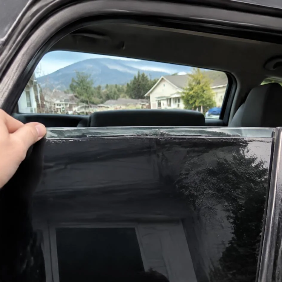 Close-up inspection of the upper tint edge in Chilliwack, BC